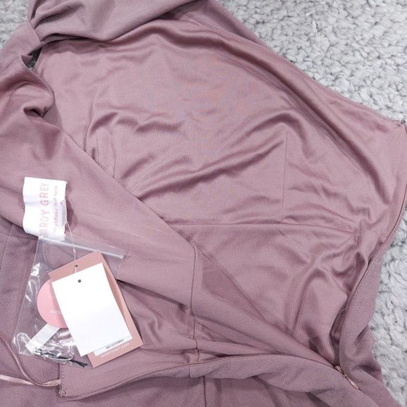 READ Birdy Grey Kira Crepe One Shoulder Dress Dark Mauve Purple Size XL Slit - Picture 6 of 11